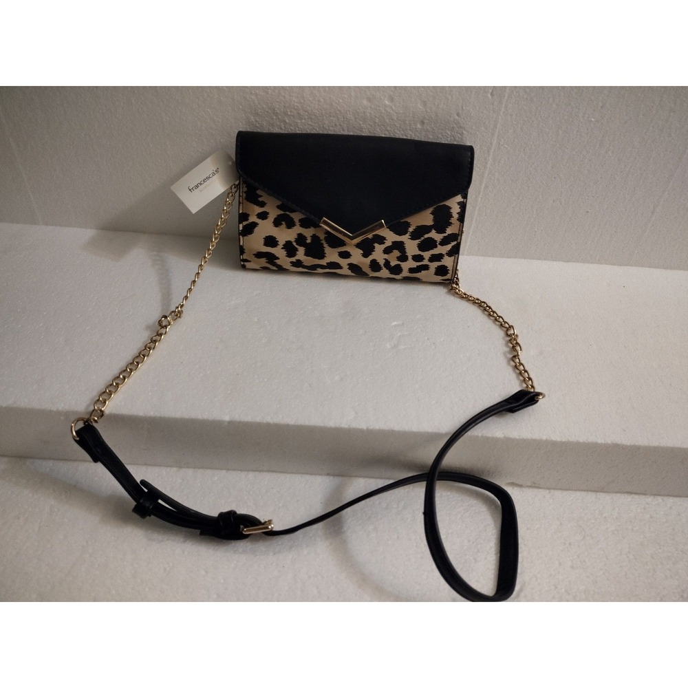 francescas Bag Womens Leopard Envelope Crossbody Chain Strap Gold Accent